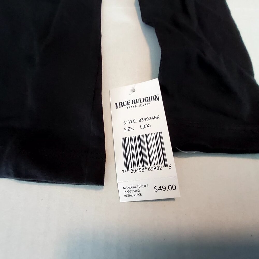 True Religion Long Sleeve Black Gold Studded Tee Size L (6X)  Girls 100% Cotton - Picture 6 of 11